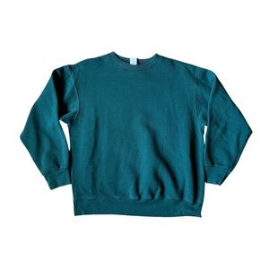 Vintage Blank Boxy Crew Neck Sweatshirt Dark Forest Evergreen - 50” chest XL